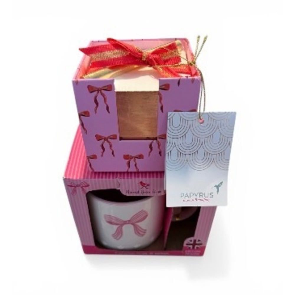 Harvest Green Studio Pink Mug Spoon & Papyrus 600 Page Note Organizer Pen Set‎